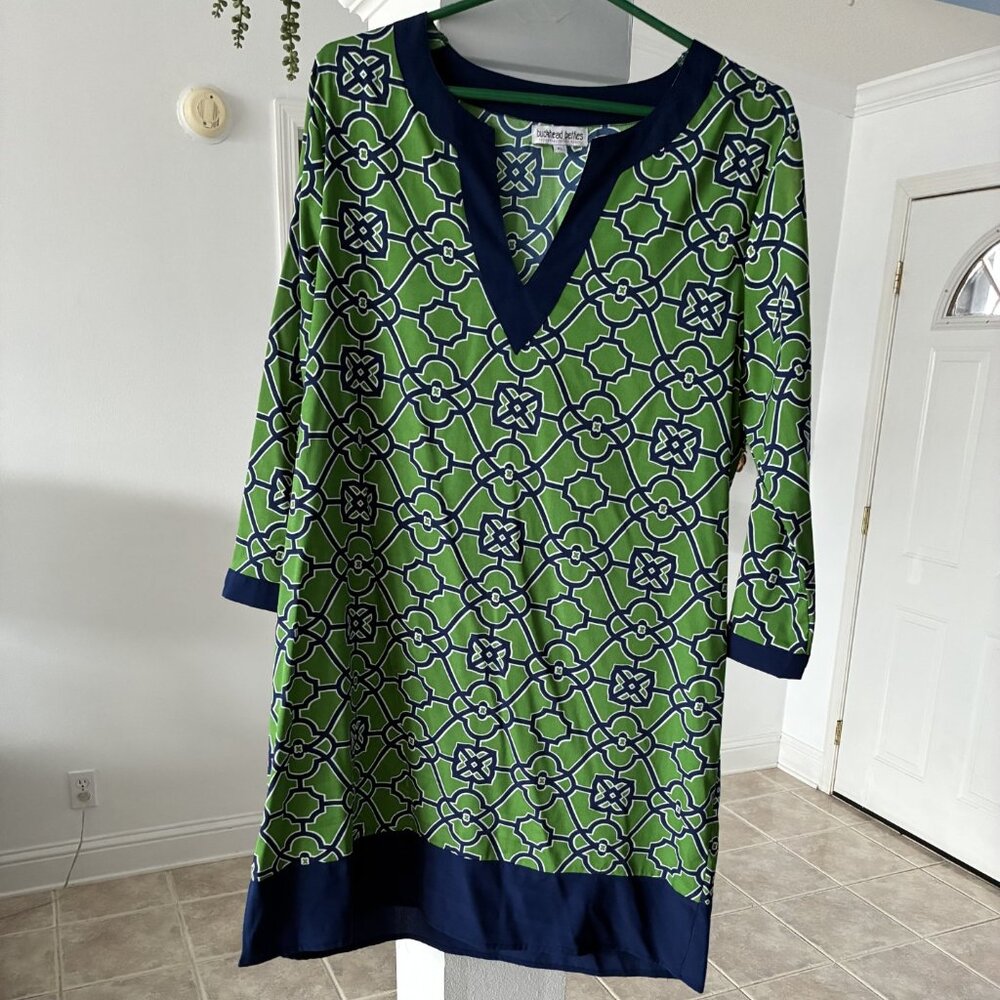 Buckhead Betties Sheat dress, Size XL Green and Navy